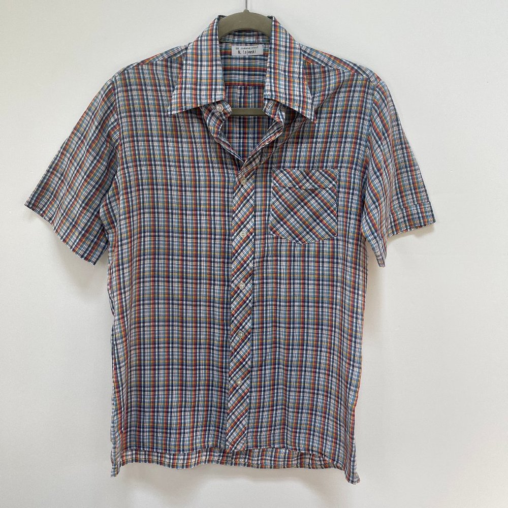 Men's Plaid Button Down Shirt, Men's Shirt Size 30 XXS